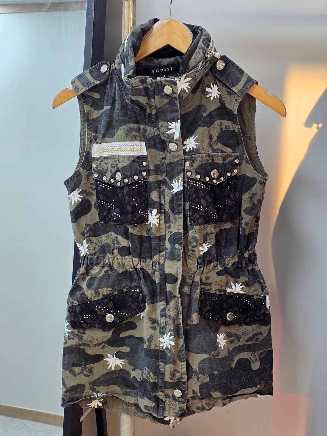 에고이스트 빈티지 밀리터리 카모플라쥬 오네갸루 야상 베스트조끼 상품이미지2