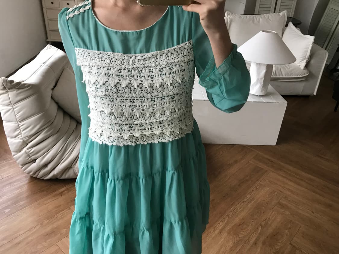 vintage mint lace one-piece 상품이미지5