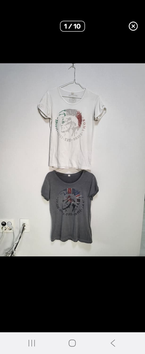 디젤 화이트 시그니처 프린터 티셔츠 면100%44-66 상품이미지4