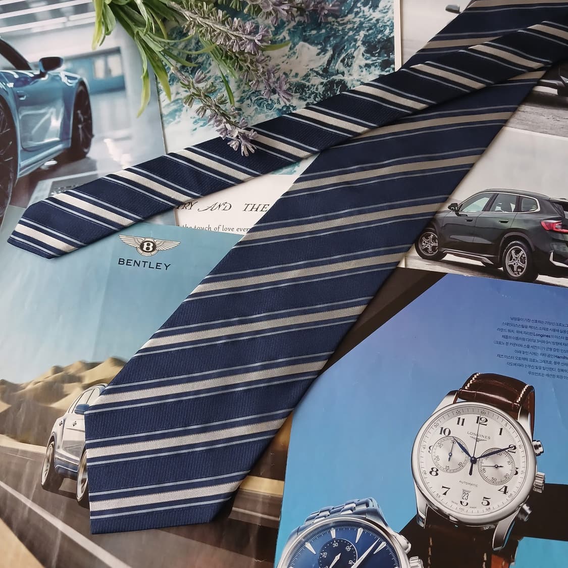 소니아 리키엘 네이비 스트라이프 넥타이 9.6cm A+등급 A19511
 상품이미지5