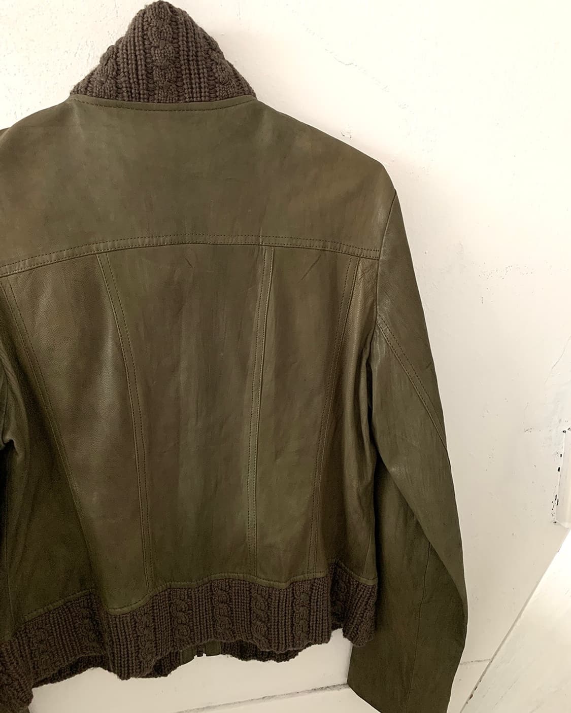Khaki goatskin leather jacket 상품이미지8