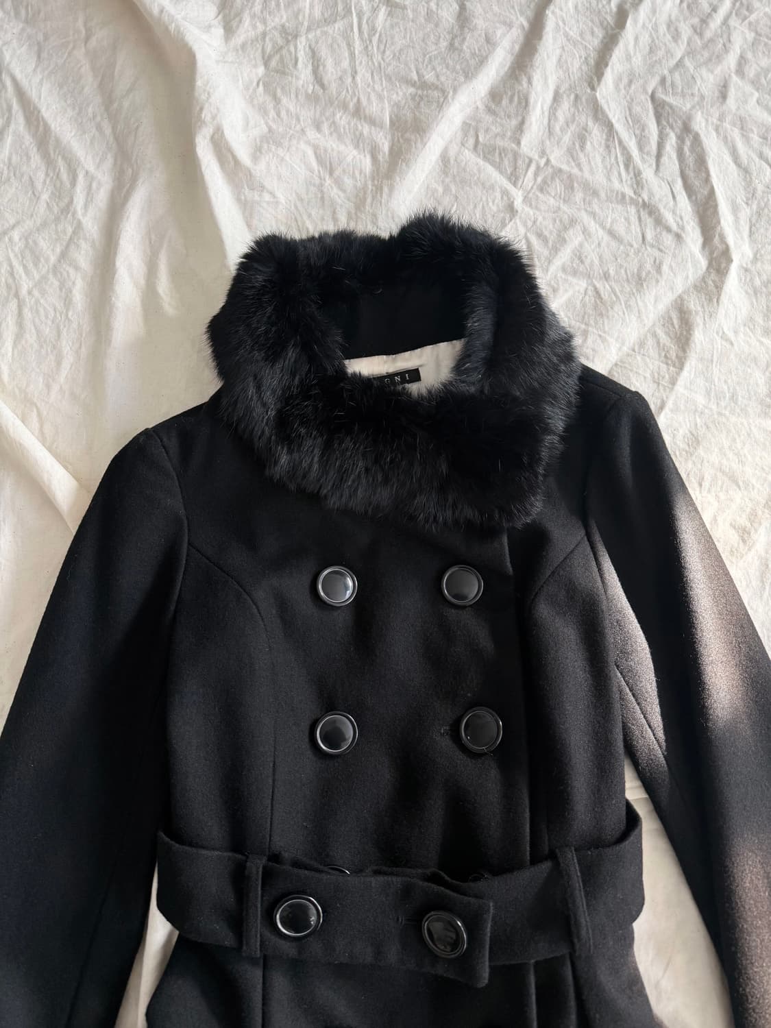 잉그니 고딕 오네갸루 펑크 래빗퍼 트리밍 더블버튼 울코트 상품이미지3