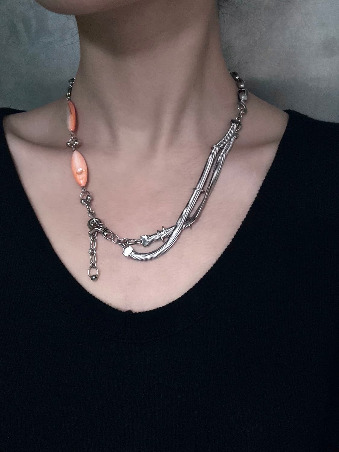 Orange Mix Chain Necklace 상품이미지2