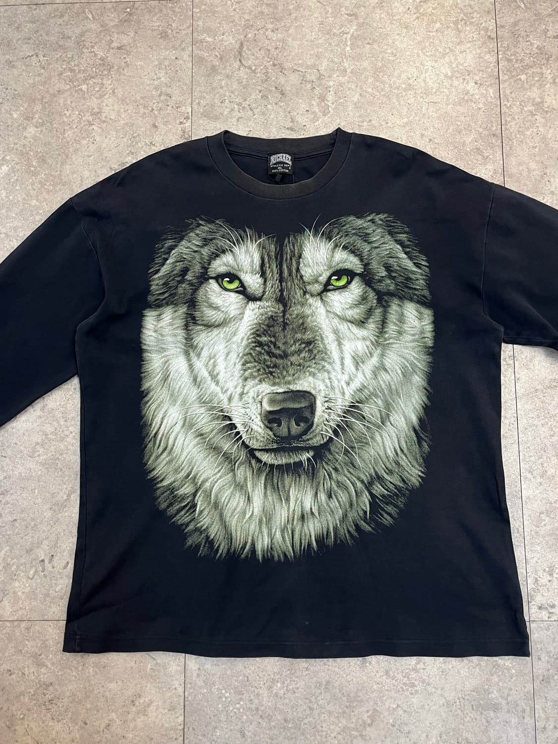 빈티지 울프 프린팅 긴팔티 블랙 XL #csz2863 상품이미지4