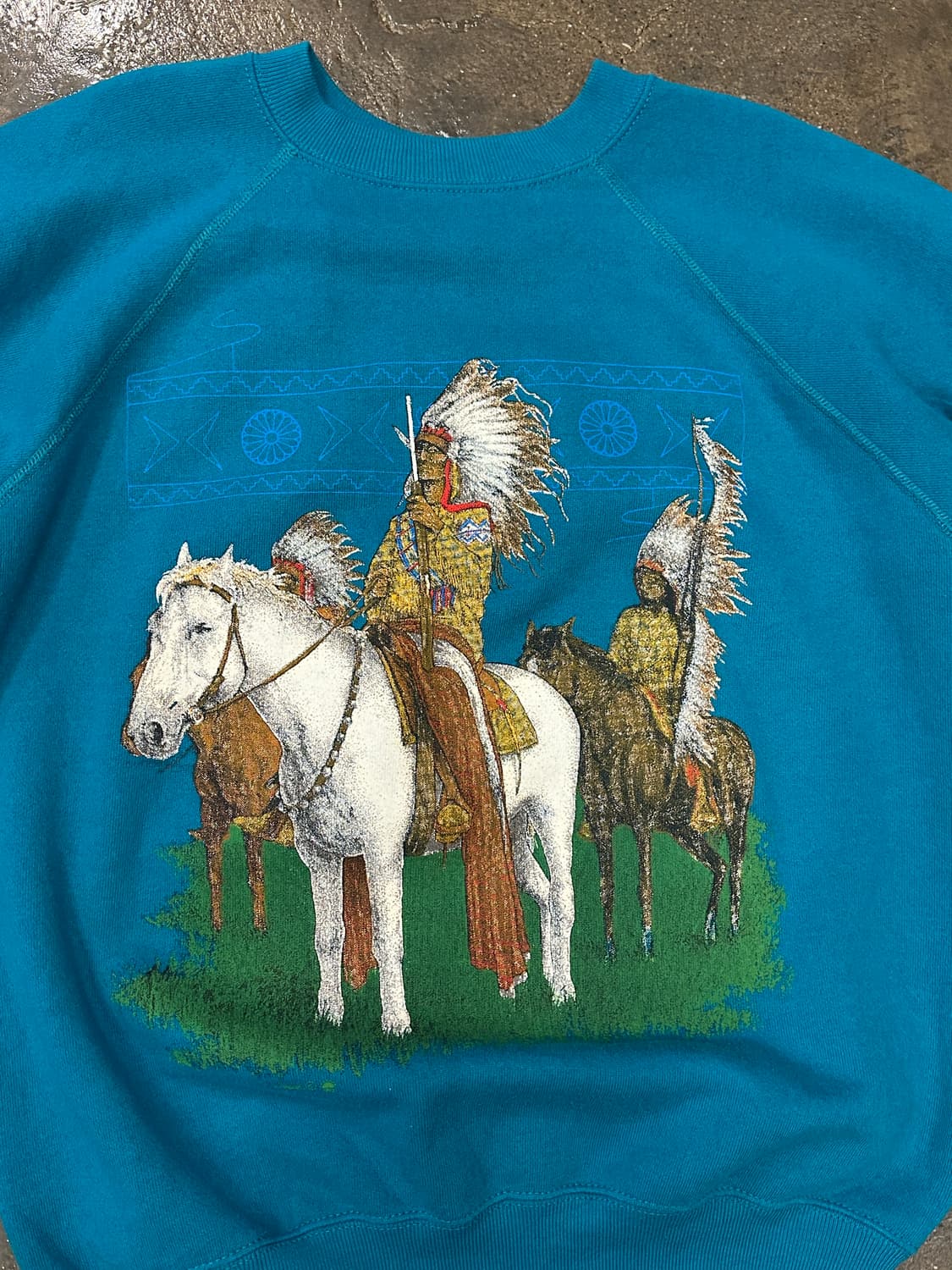 90s Hanes USA 헤인즈 우먼 인디언 스웻셔츠 L 상품이미지3