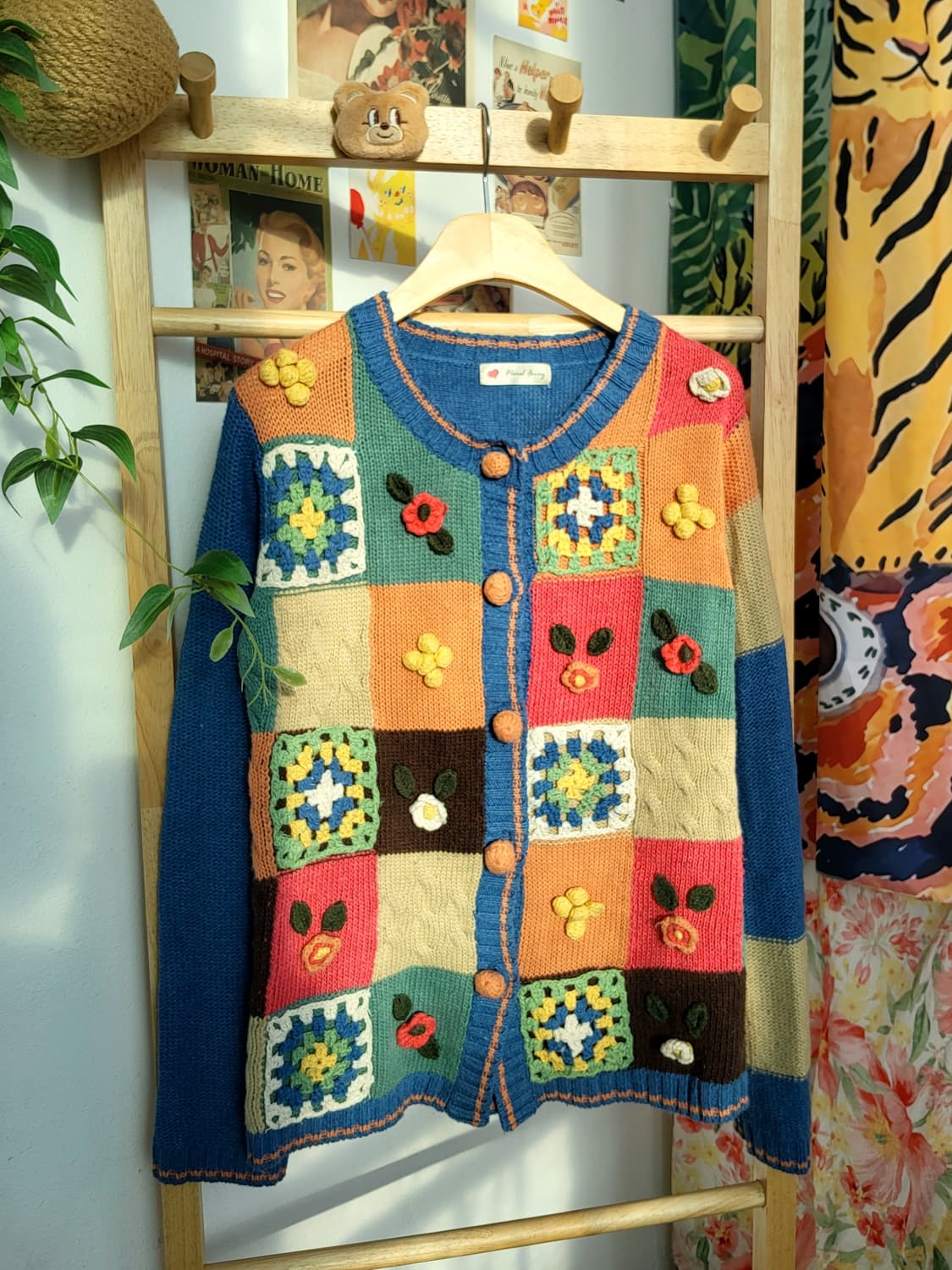 플라워 패치워크 폼폼 가디건 상품이미지1