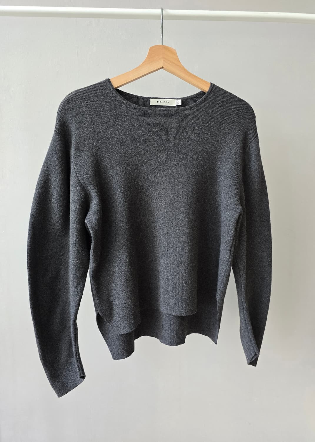 MOUSSY 코튼 캐시미어 차콜 니트 상품이미지1