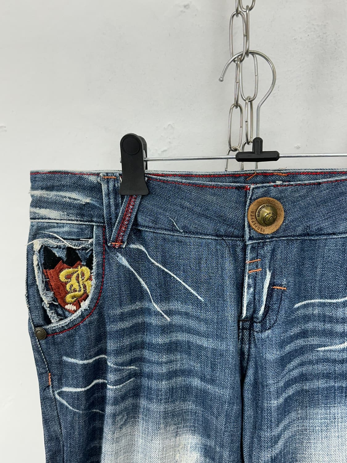 Red Pepper Skull Embroidered Bootcut Den 상품이미지9