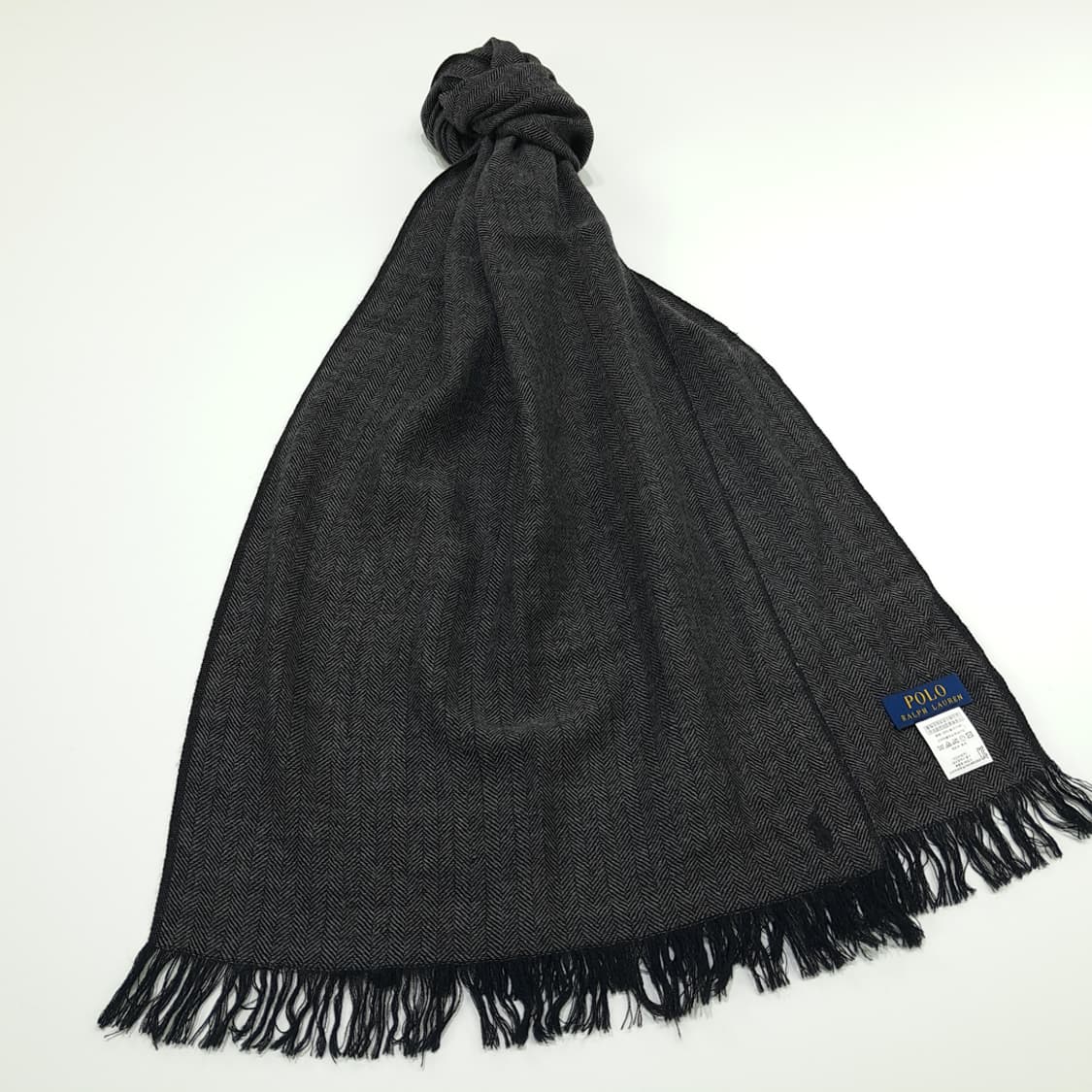 MX183 폴로 랄프로렌 블랙 헤링본 울 스카프 숄 목도리 머플러 상품이미지3
