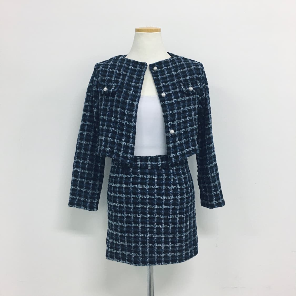 남색 트위드 셋업 상품이미지1