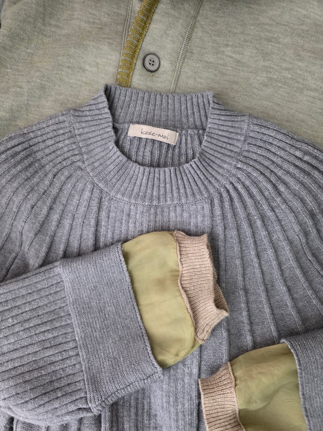 일본빈티지 모리걸 하구미 레이어드 프릴 그레이 니트 상품이미지3