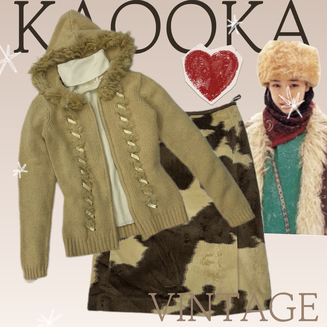 ☕️눈오는날 라떼 하구미☕️코디세트 라떼갸루 로맨스 그런지 니트 스커트 상품이미지1