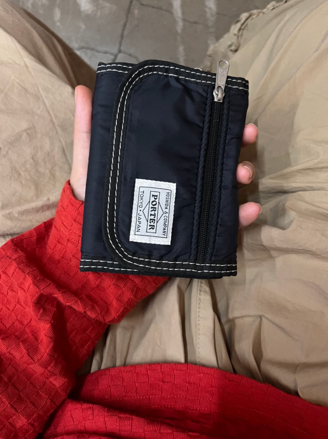 PORTER 포터 스티치 지갑 블랙 상품이미지1