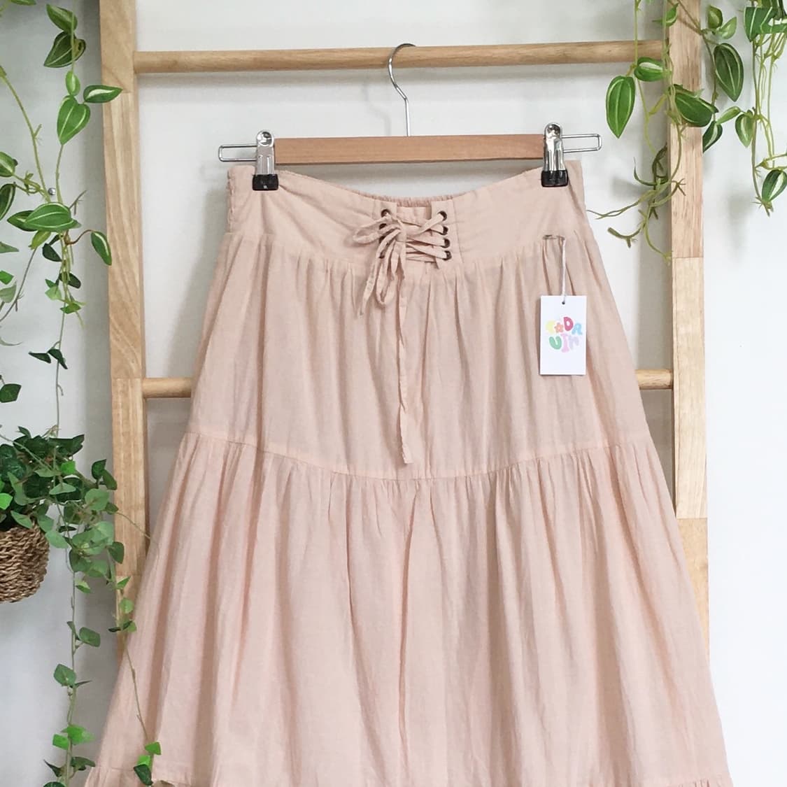 JPN/ 레이스 캉캉 롱 스커트 피치롱스커트 살구색롱스커트 자수스커트 상품이미지2