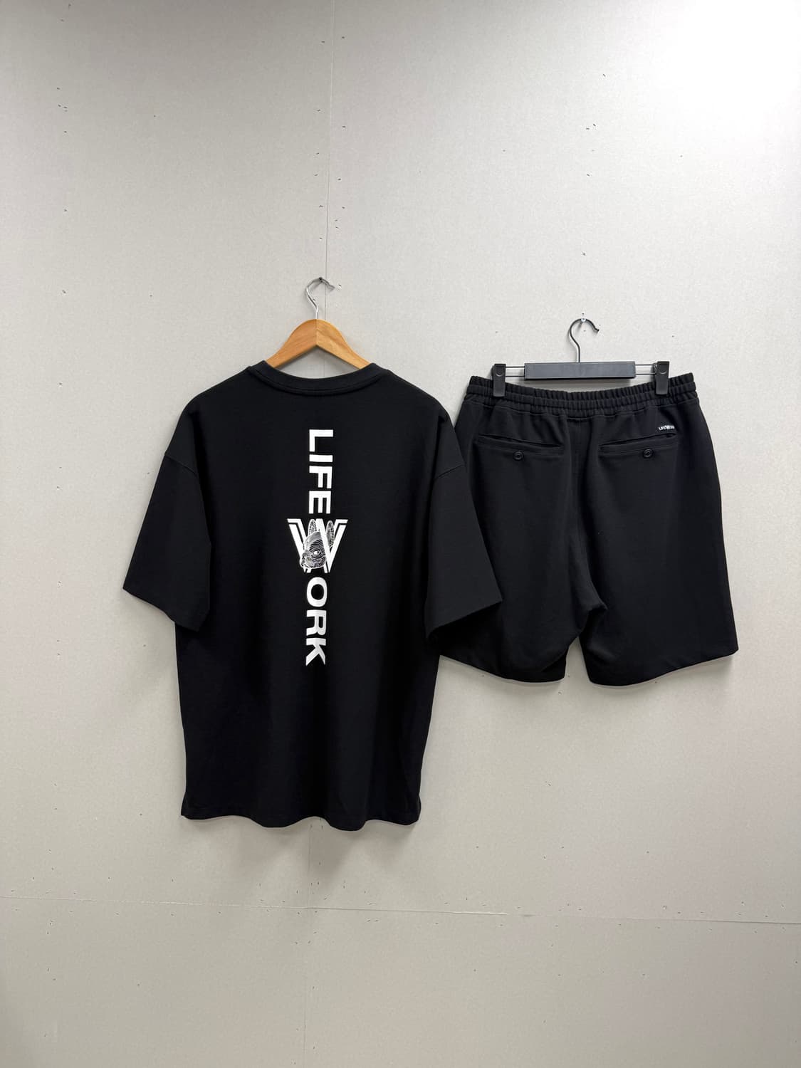 남성 L /  라이프워크 반팔 + 반바지 세트 셋업 블랙 상품이미지7