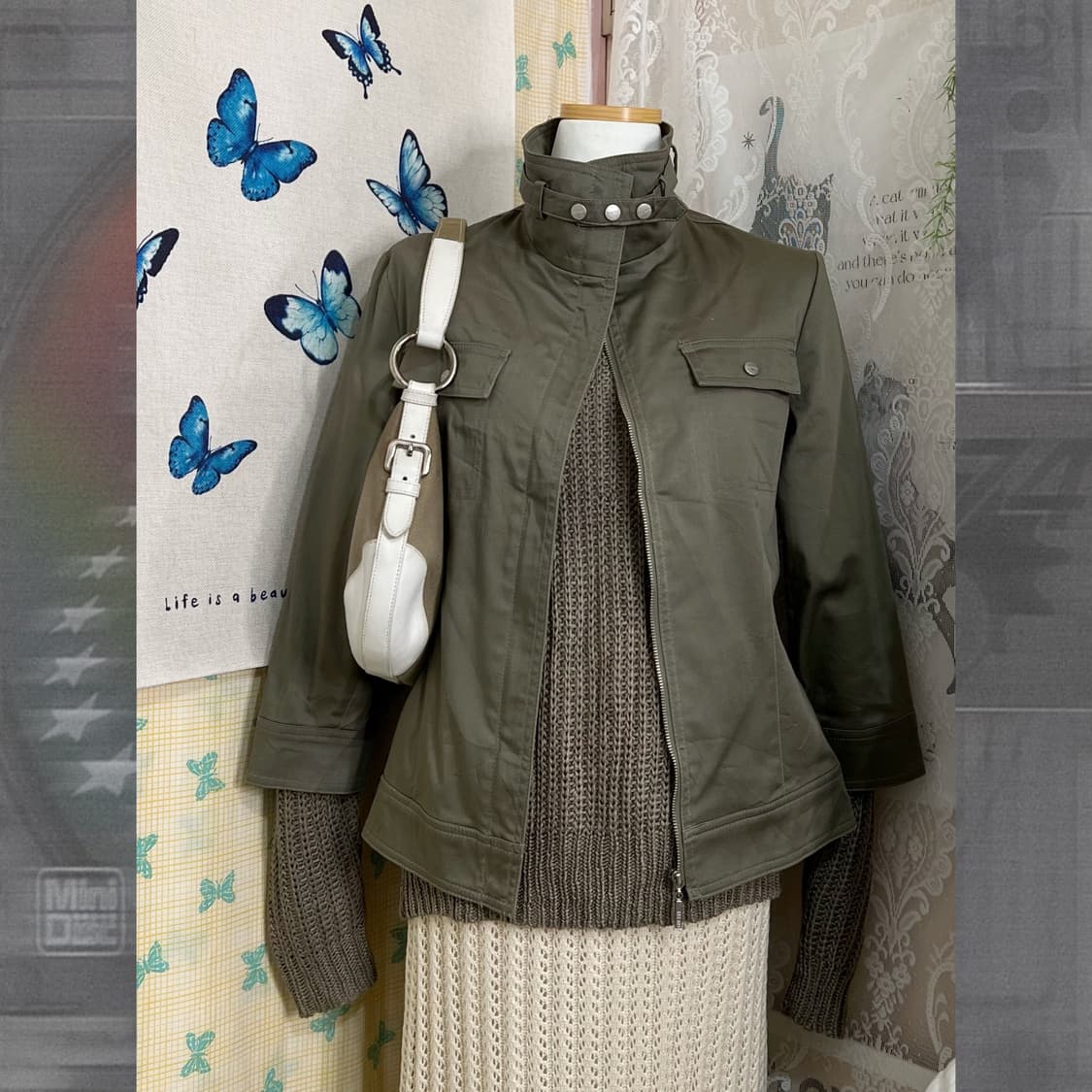 카키 Y2K 넥버클 자켓 상품이미지2