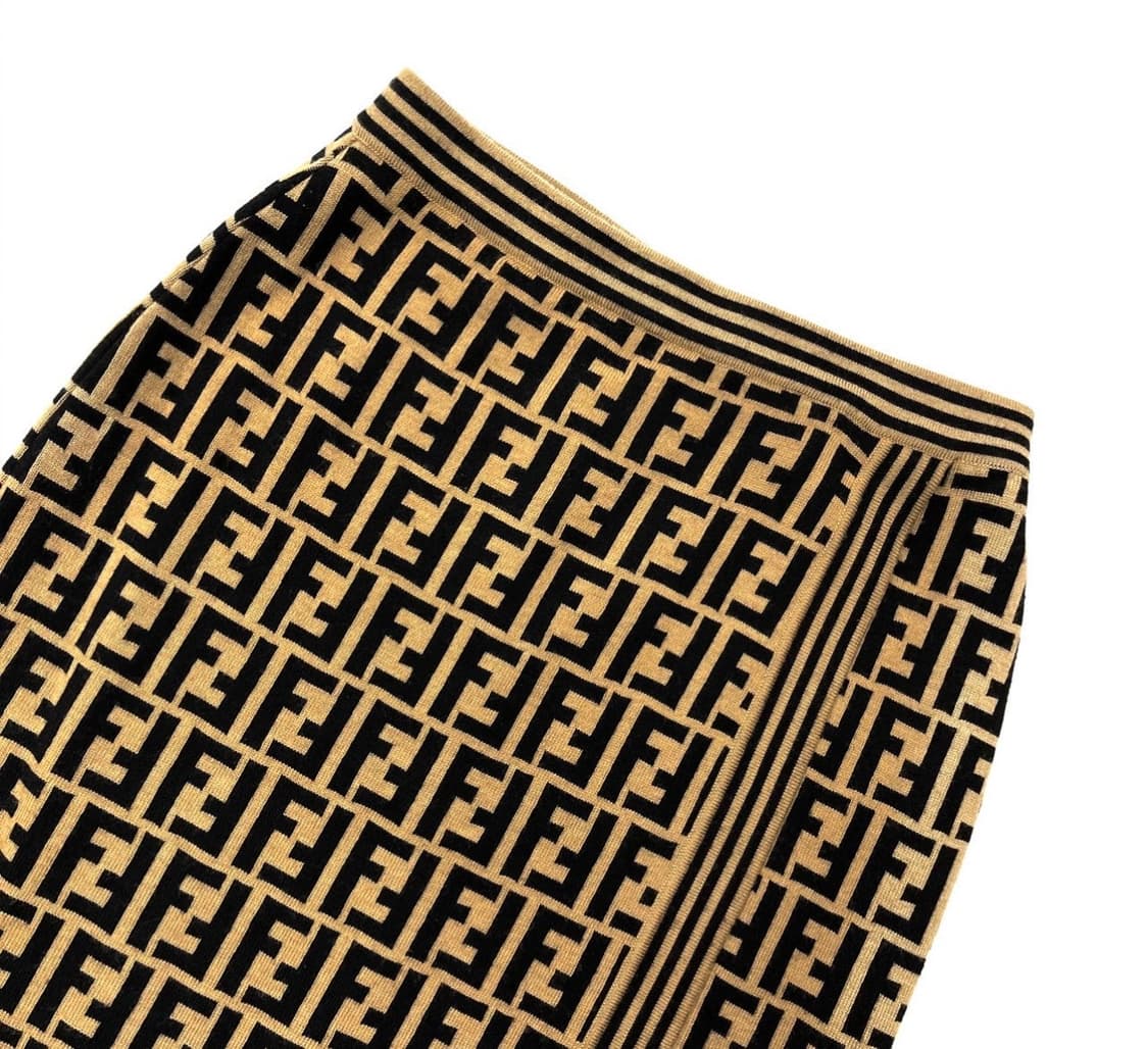Fendi 펜디 모노그램 FF 주카 로고 메리노 울 랩 스커트 상품이미지3