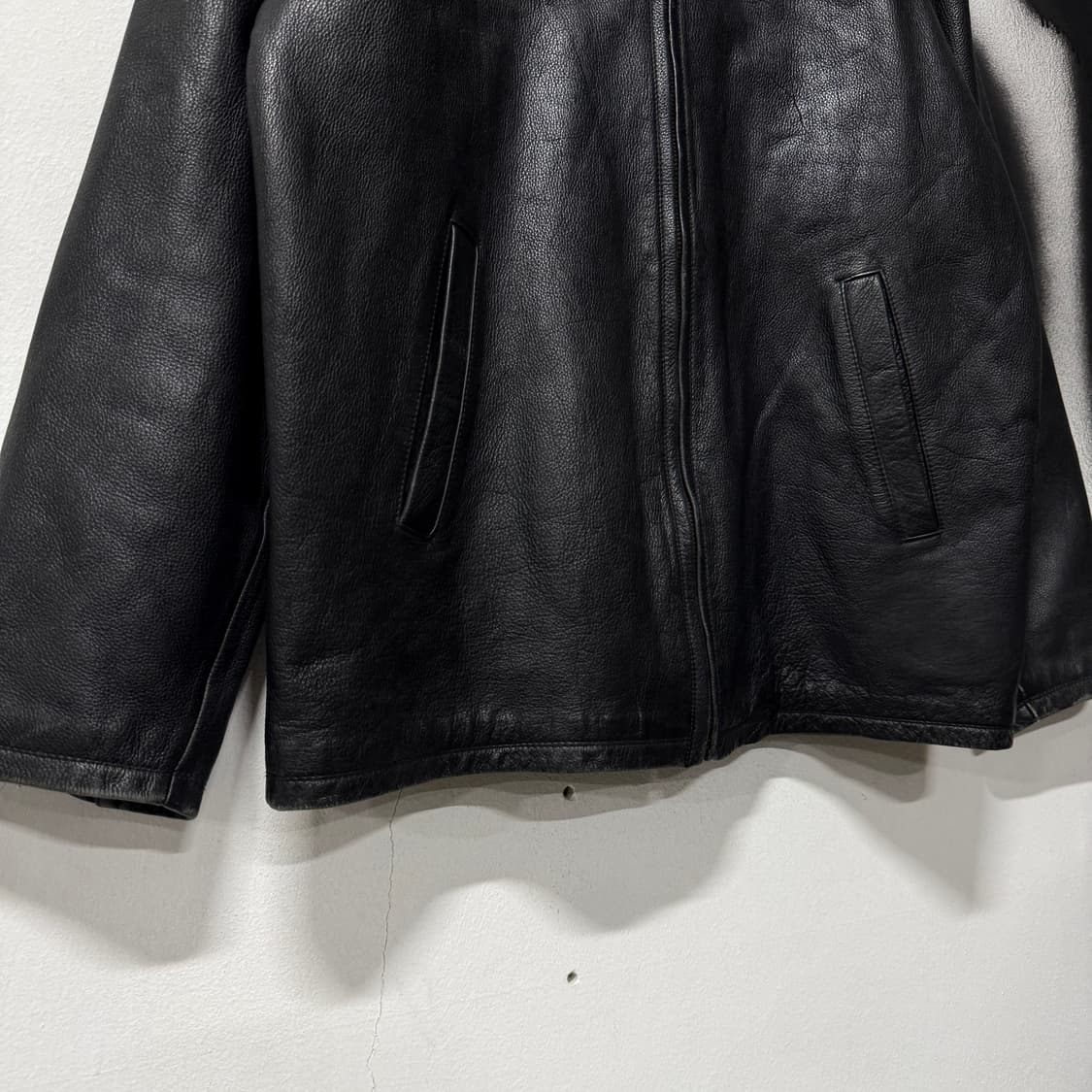 VTG 빈티지 빅사이즈 100% 카우하이드 퀼팅 싱글 집업 소가죽 자켓 상품이미지4