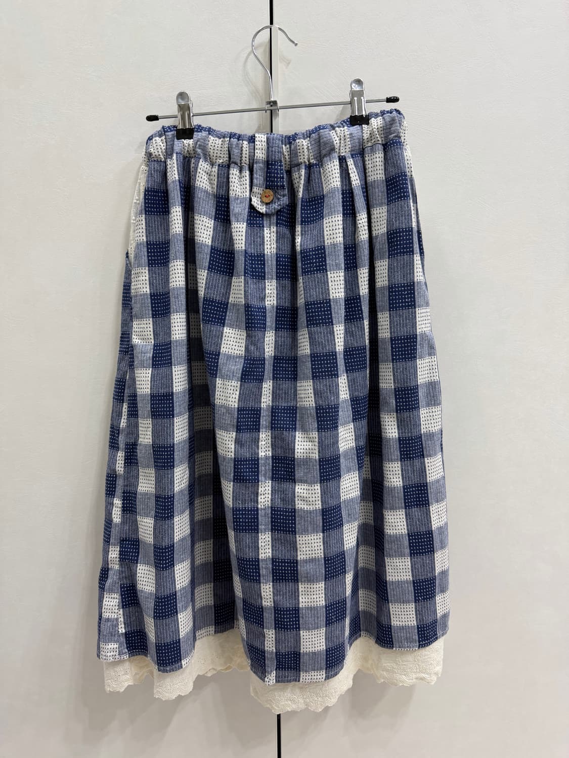 빈티지 체크 레이스 레이어드 스커트 상품이미지4