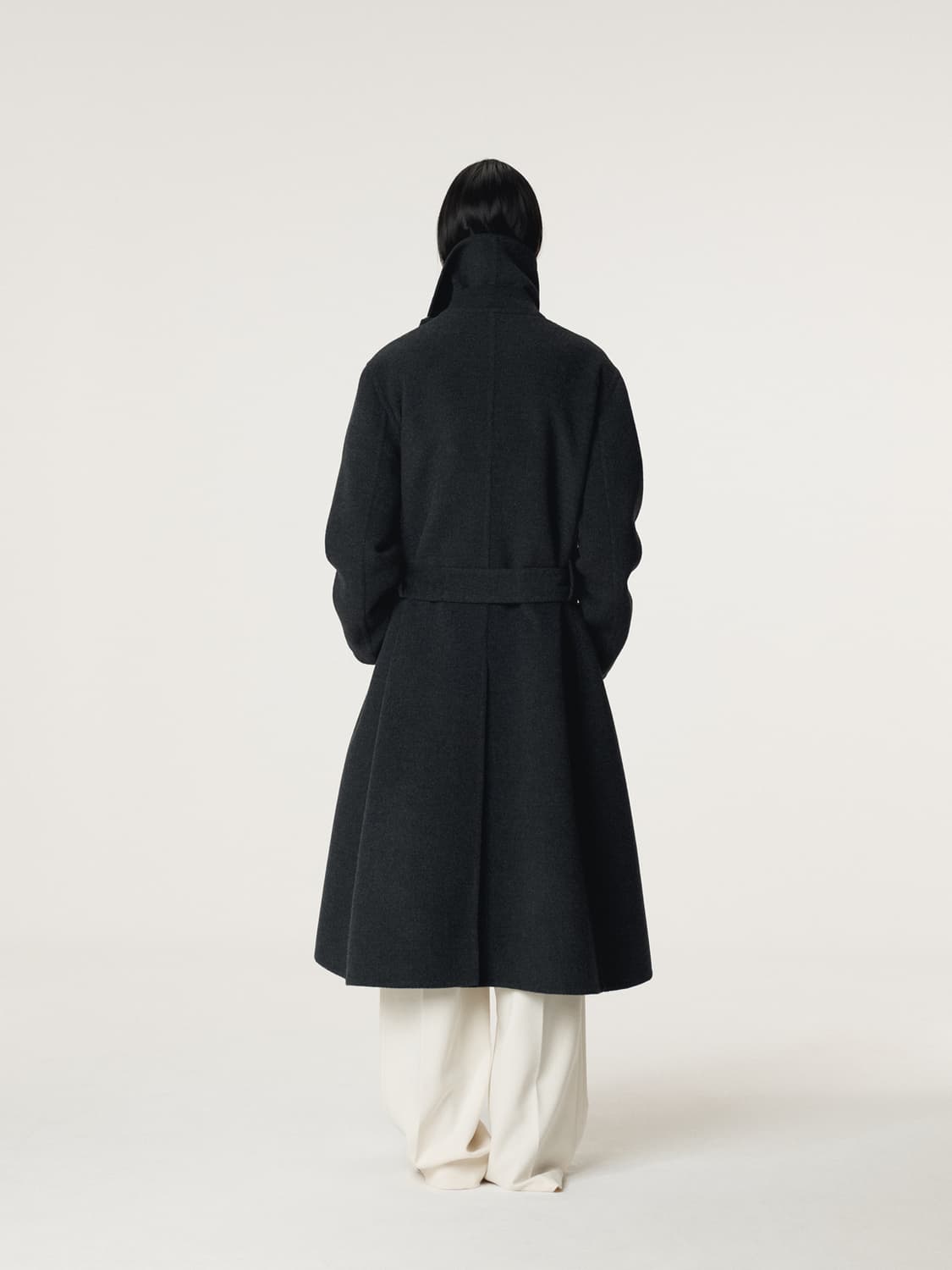 렉토 RECTO 캐시미어 블랜드 드레이프 코트 블랙 상품이미지6
