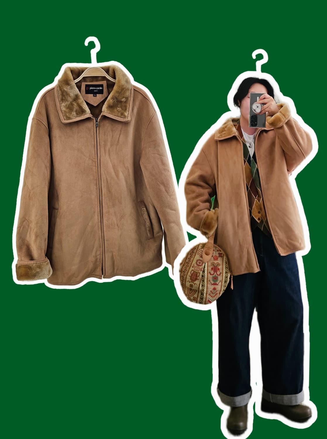 Pierre cardin 베이지 에코퍼 무스탕 상품이미지1