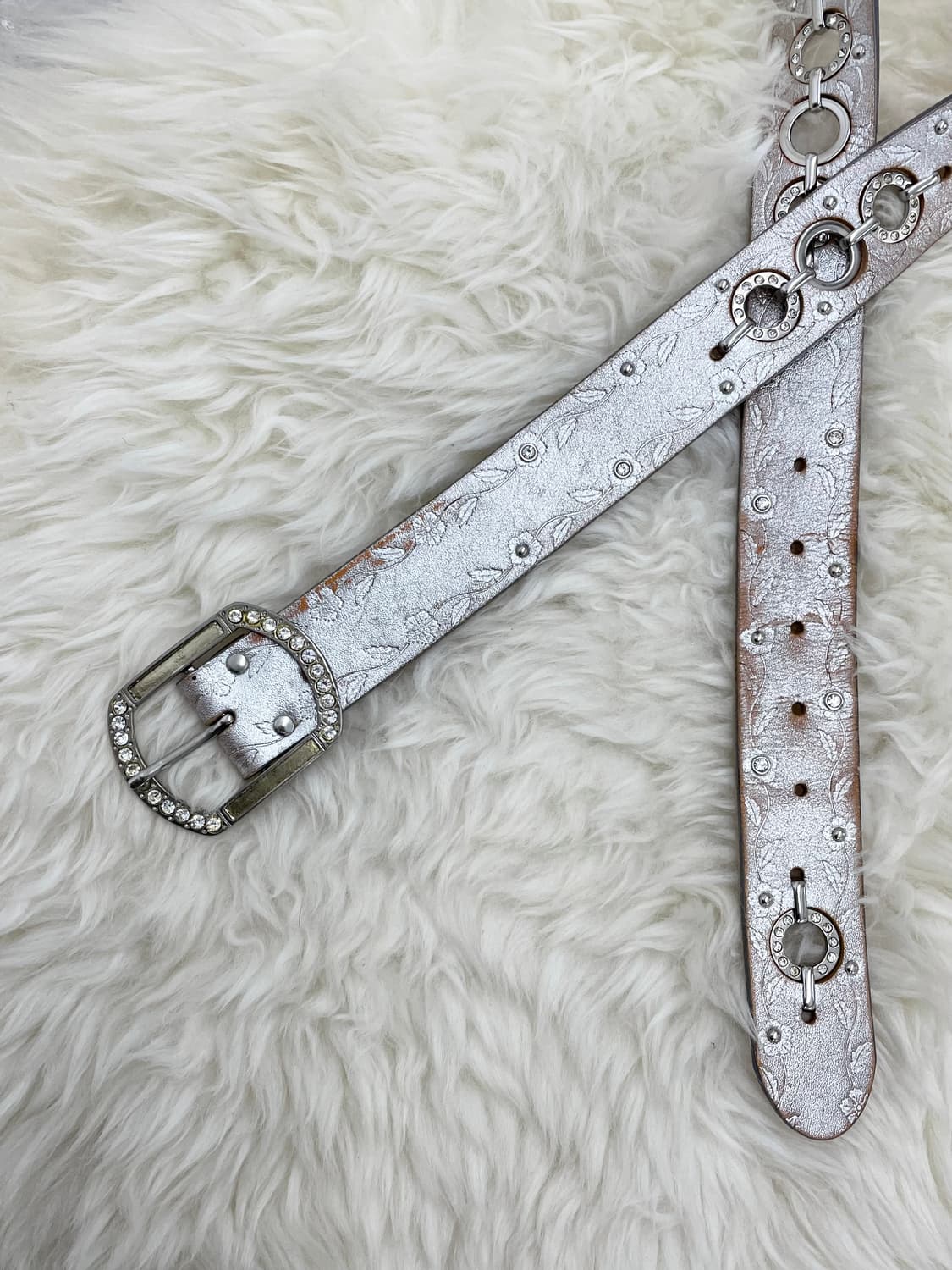 리얼레더 페어리 큐빅 펀칭 버클 벨트 상품이미지6