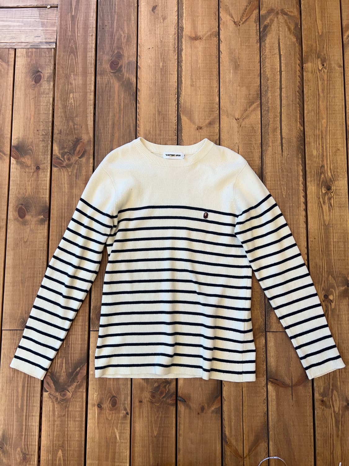 베이프 크림 스트라이프 니트 상품이미지5