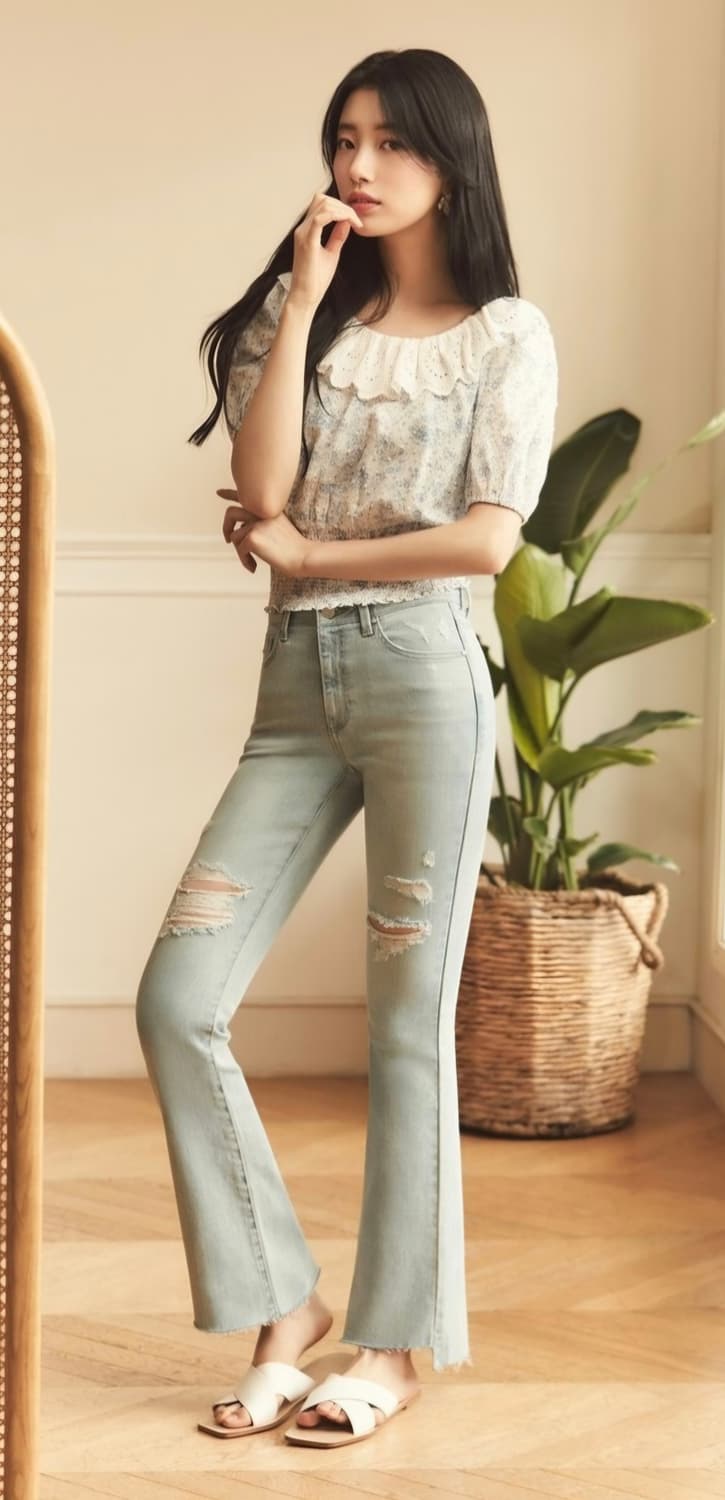 게스 guess 수지 플라워 아일렛 블라우스 상품이미지2