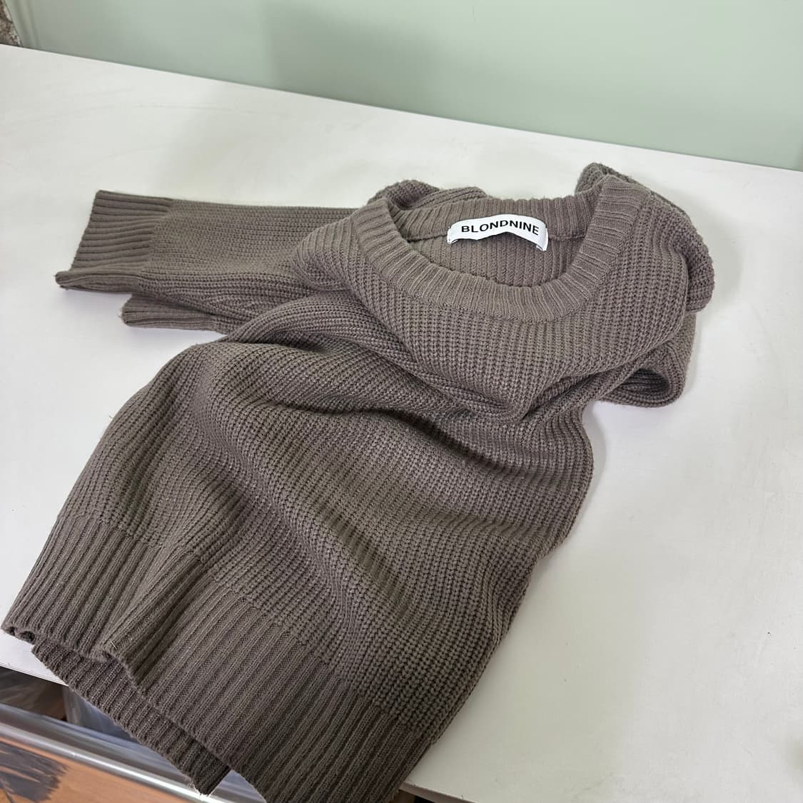 2XL 블론드나인 루즈오버핏 코코아 와플니트 상품이미지2