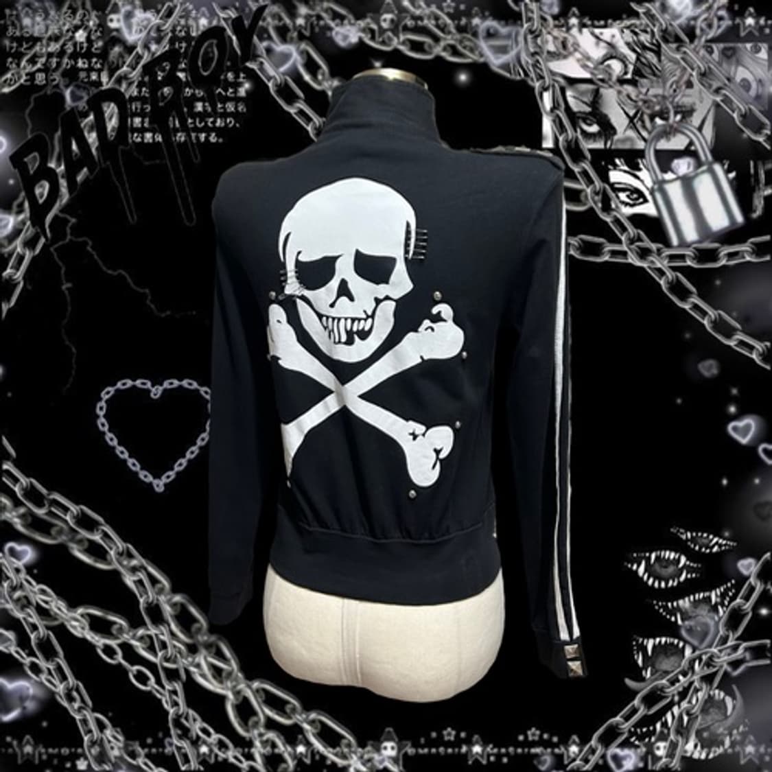 Magic punk skull chain jersey 펑크 옷핀 해골져지 상품이미지1