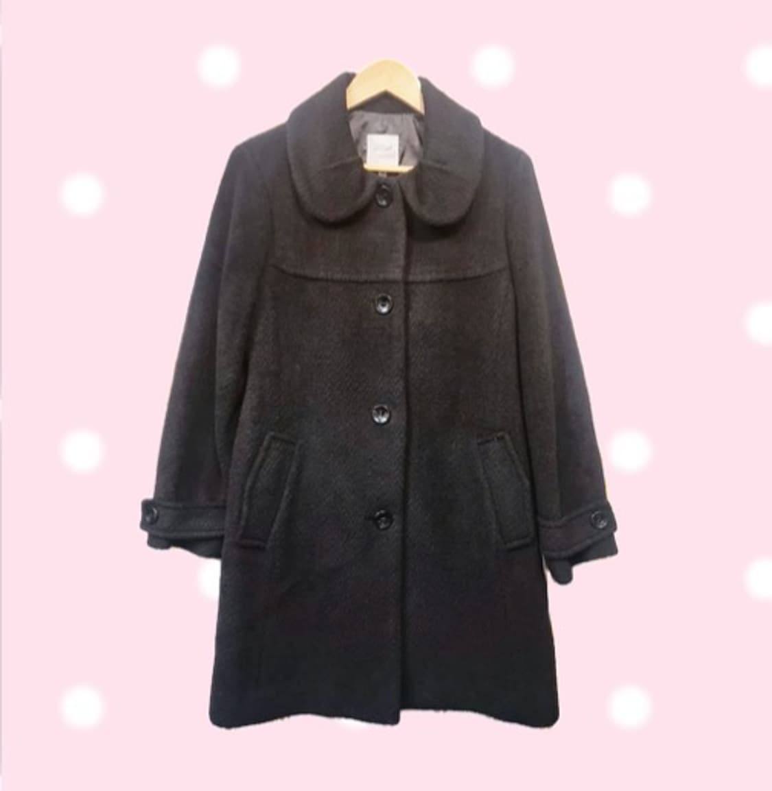 동글동글 블랙 롱코트 모리걸 빈티지 하구미 러블리 펑크 니혼진 상품이미지2