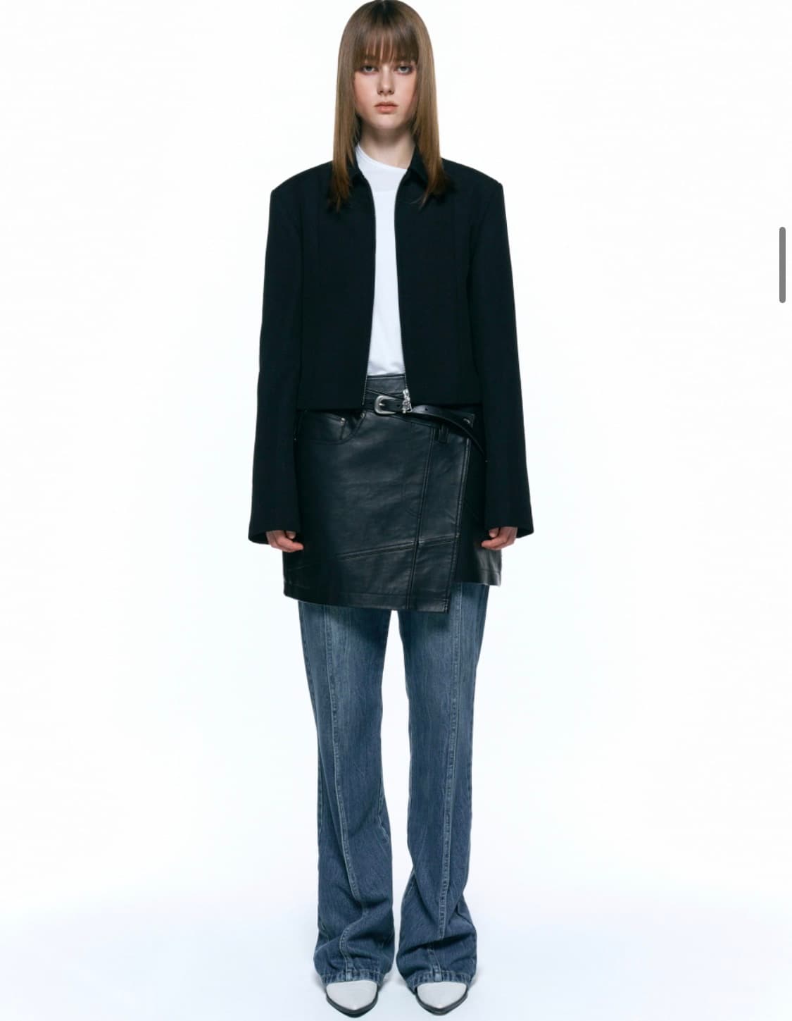 인사일런스 언밸런스 레더 스커트 BLACK 상품이미지3