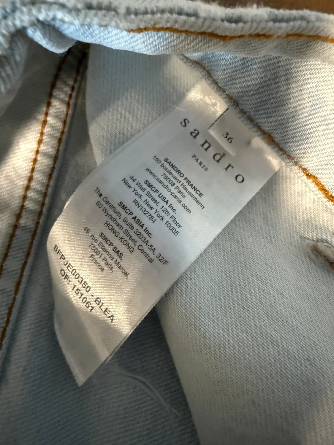 산드로 파리 스티치 포켓 라이트 데님 팬츠 36 상품이미지6