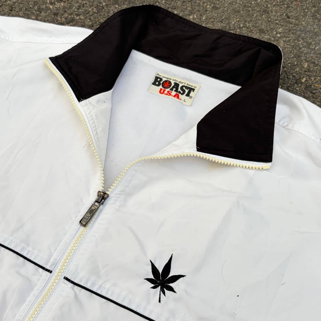 90s USA VTG 마리화나 자수 올드스쿨 오버핏 바람막이 L 상품이미지5