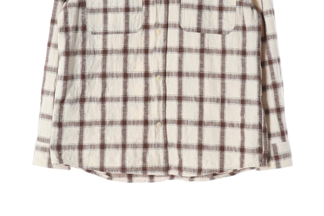 자라 릴랙스드 핏 블록 체크 플란넬 셔츠 브라운 L 상품이미지4