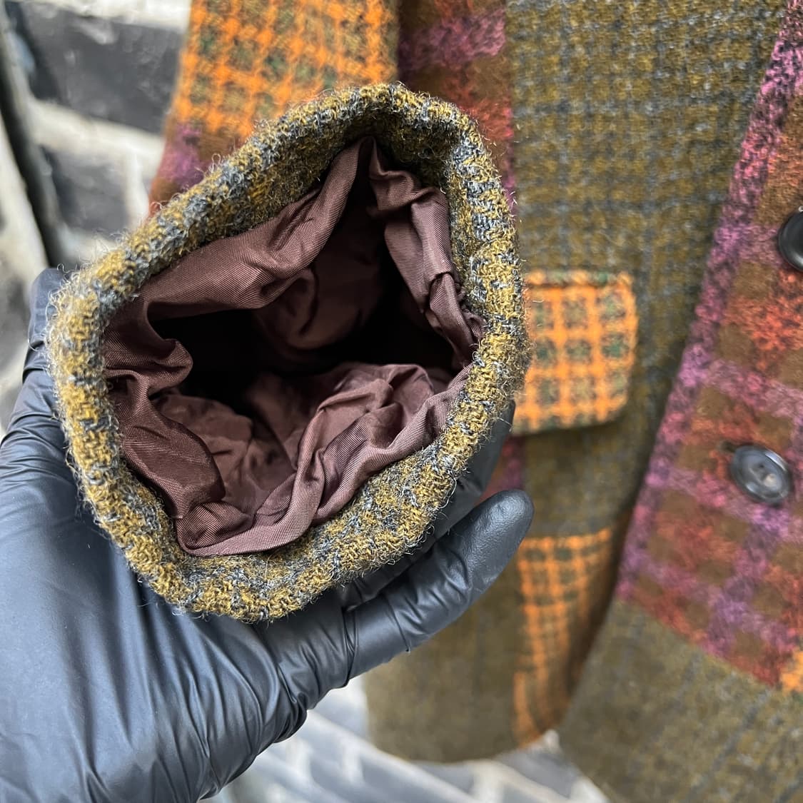 tricot comme des garcons 패치워크 울 코트 상품이미지4