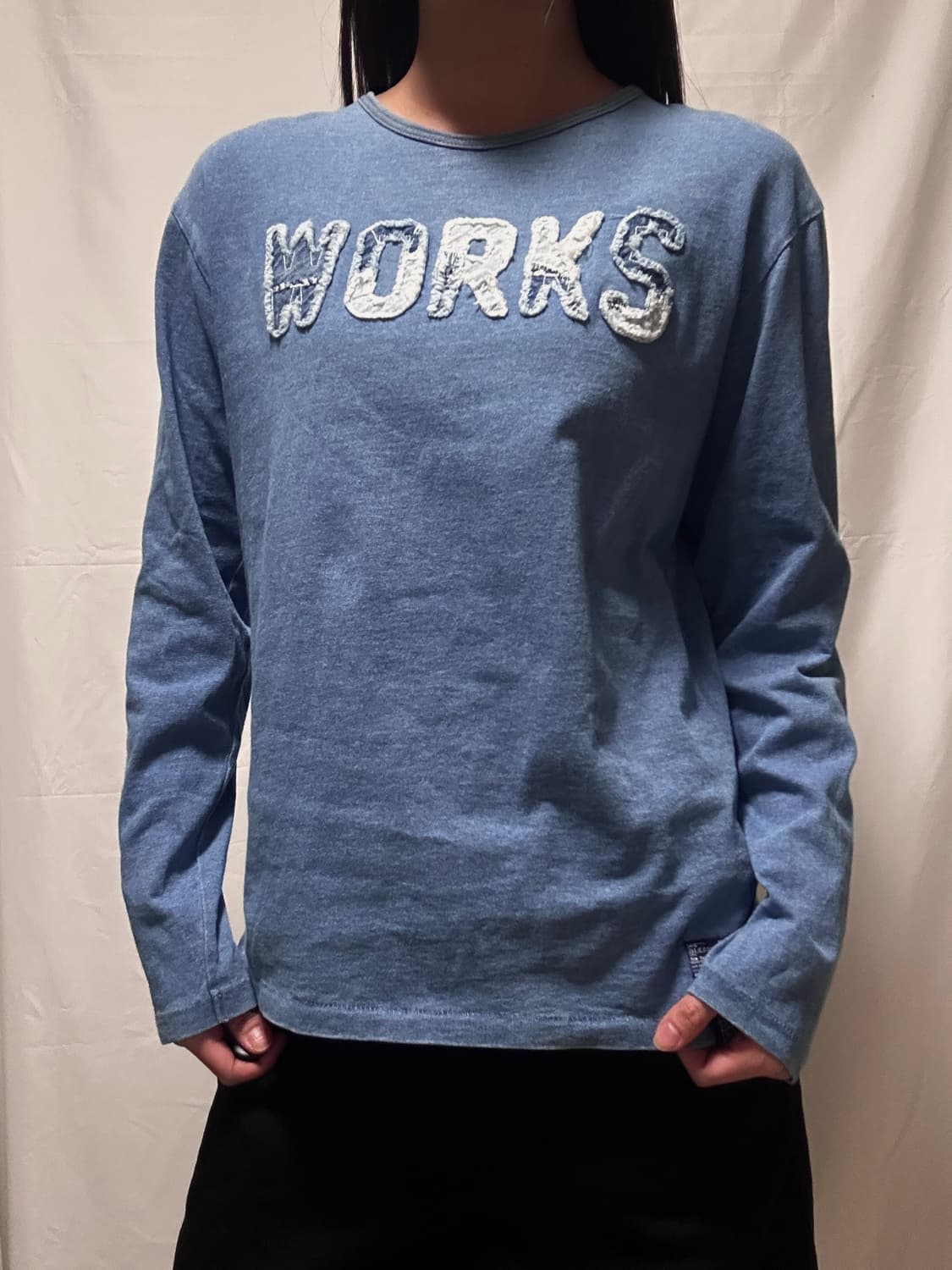 빈티지 패치워크 코튼 긴팔티셔츠 상품이미지2