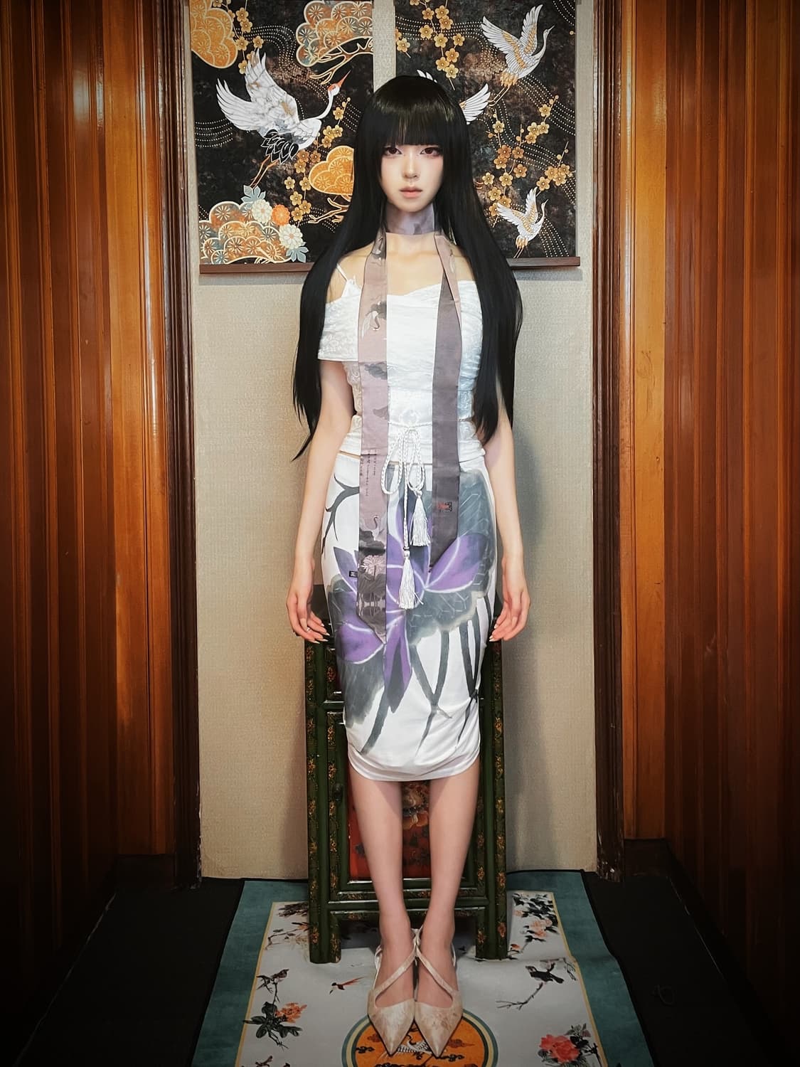 피아오량 purple Lotus midi skirt  상품이미지1