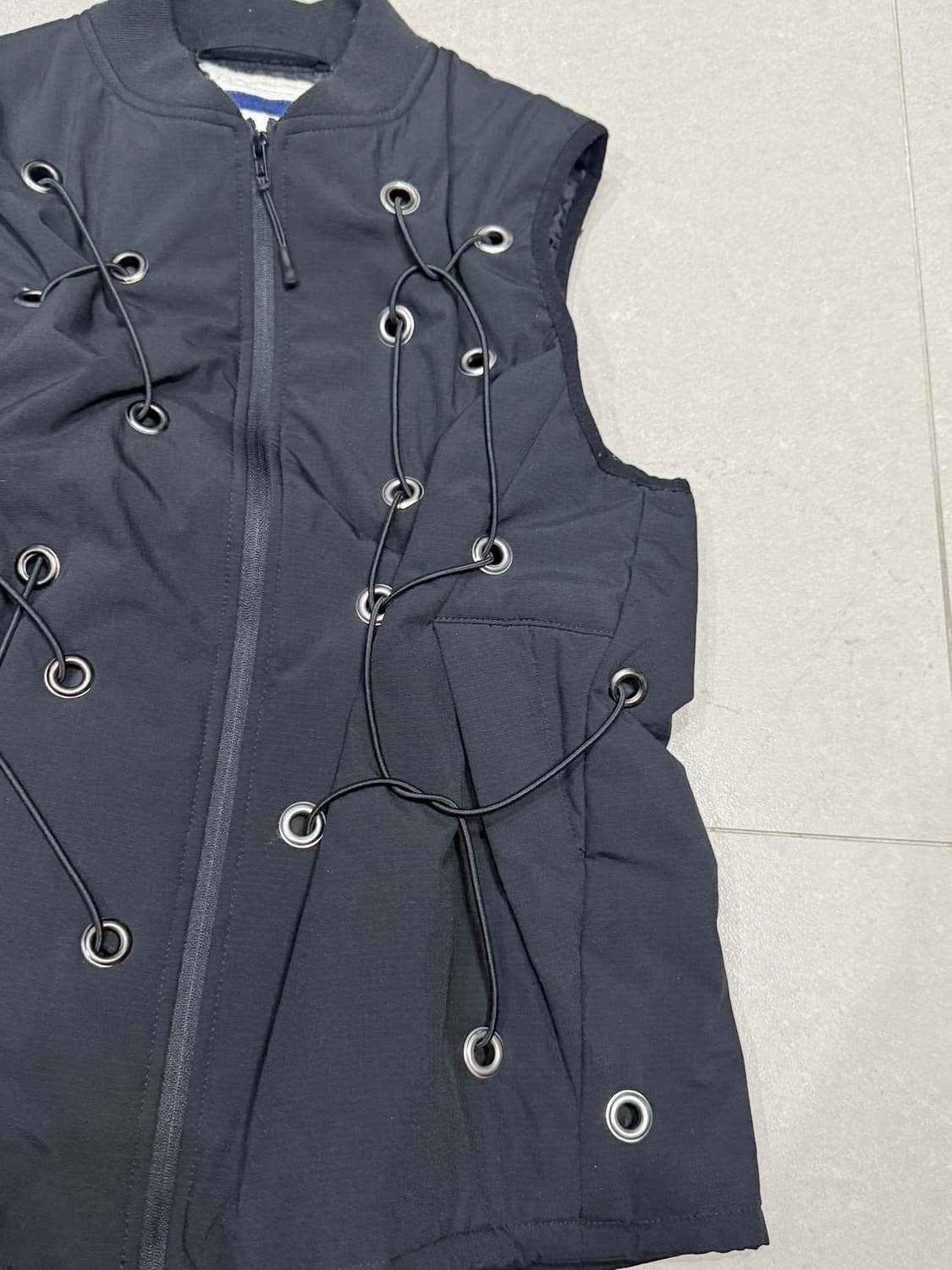 일본 빈티지 펀칭 디테일 집업 베스트 조끼 자켓 상품이미지4