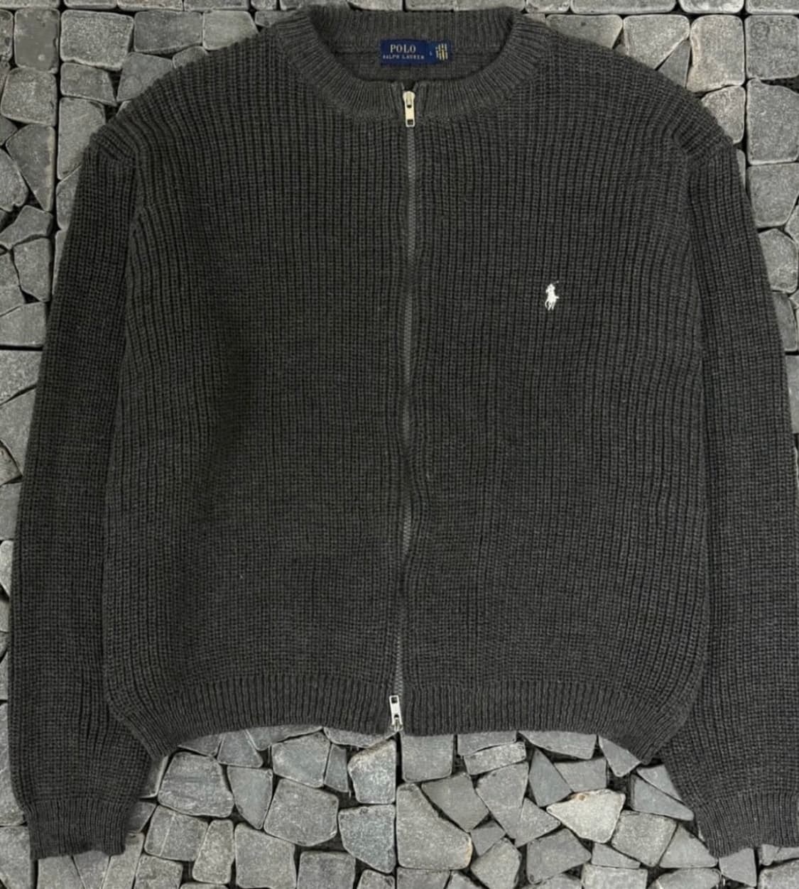 폴로 차콜 크롭 니트집업 L 상품이미지2
