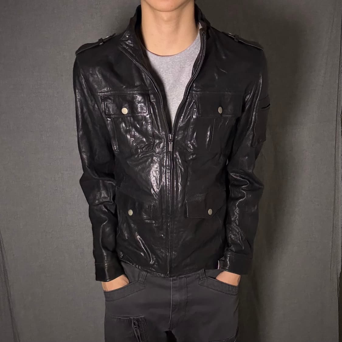 포켓 디테일 양가죽 자켓 상품이미지1