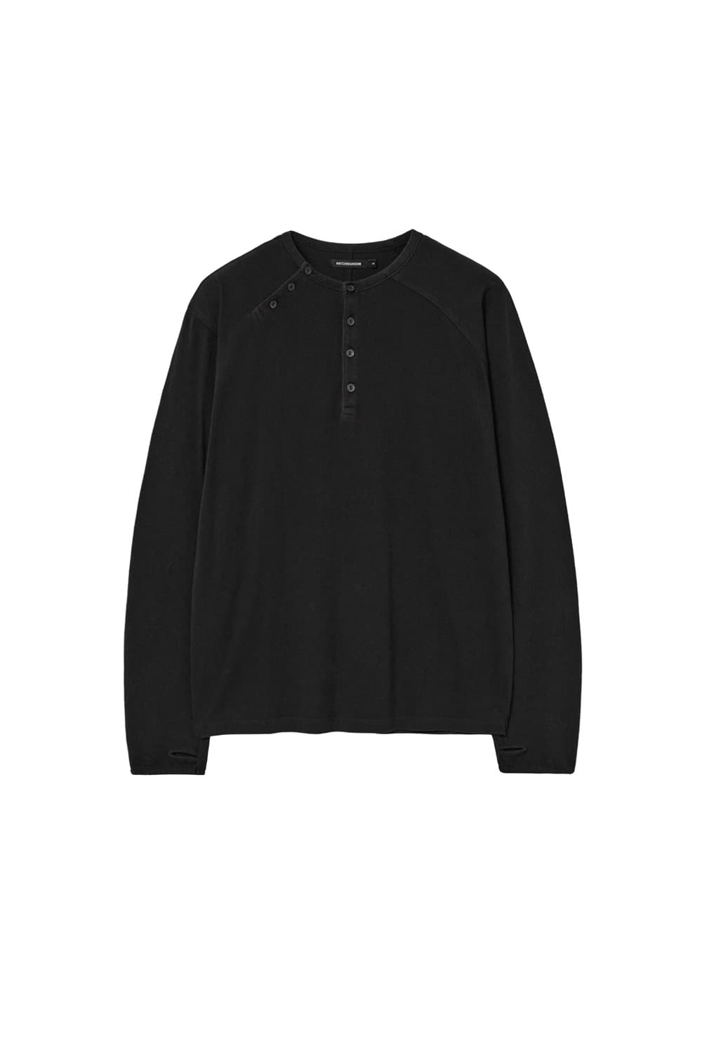 해칭룸 더블 헨리넥 티 블리치드 블랙 5 상품이미지1