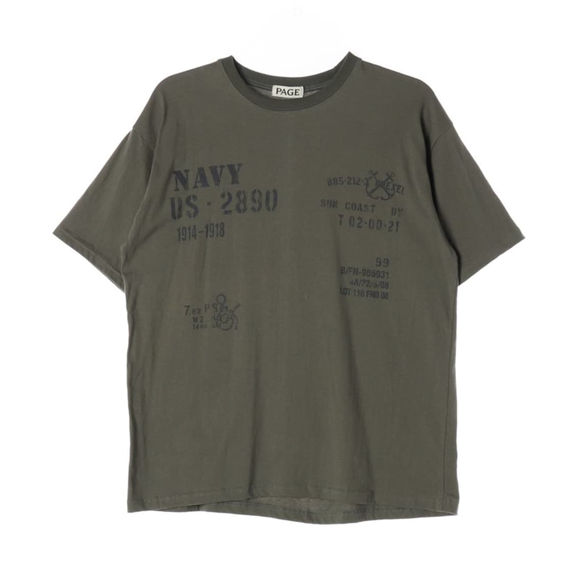 PAGE 90s 밀리터리 스텐실 그래픽 빈티지 티셔츠 상품이미지1