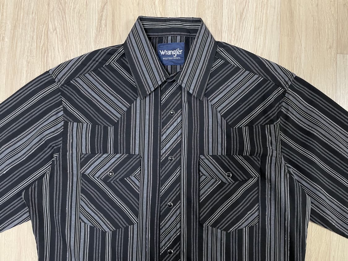 100) 90's 랭글러 블랙 스트라이프 웨스턴셔츠(데드스탁)RRL&폴로 상품이미지4