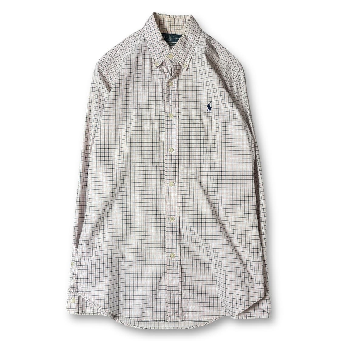폴로 랄프로렌 네이비포니 핑크 네이비 체크 긴팔 셔츠 커스텀핏 상품이미지1