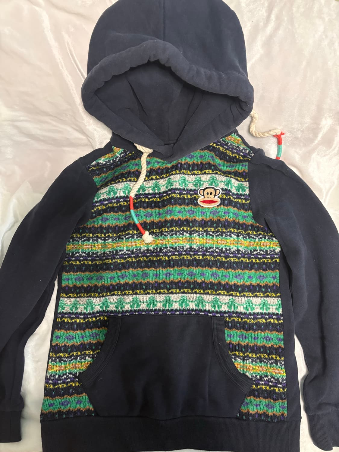 폴프랭크 패턴 니트 후드티 상품이미지1