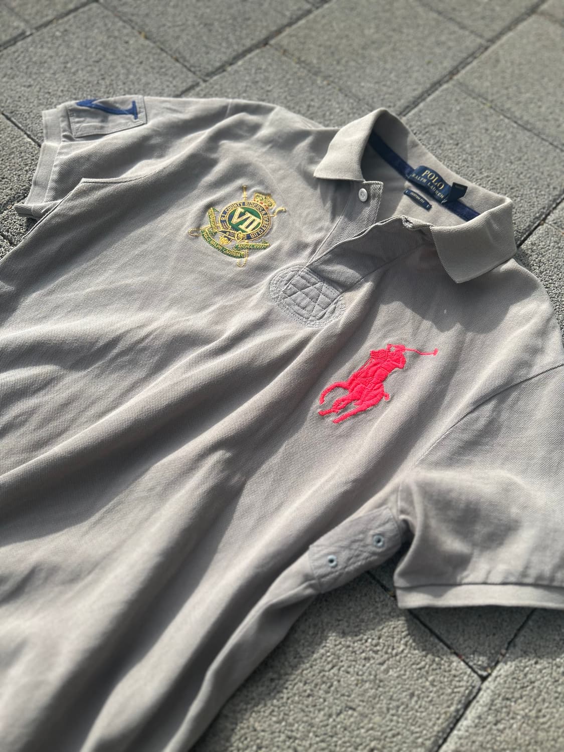 *유일매물* 2000s 폴로 빅포니 그레이 카라 티셔츠 상품이미지1