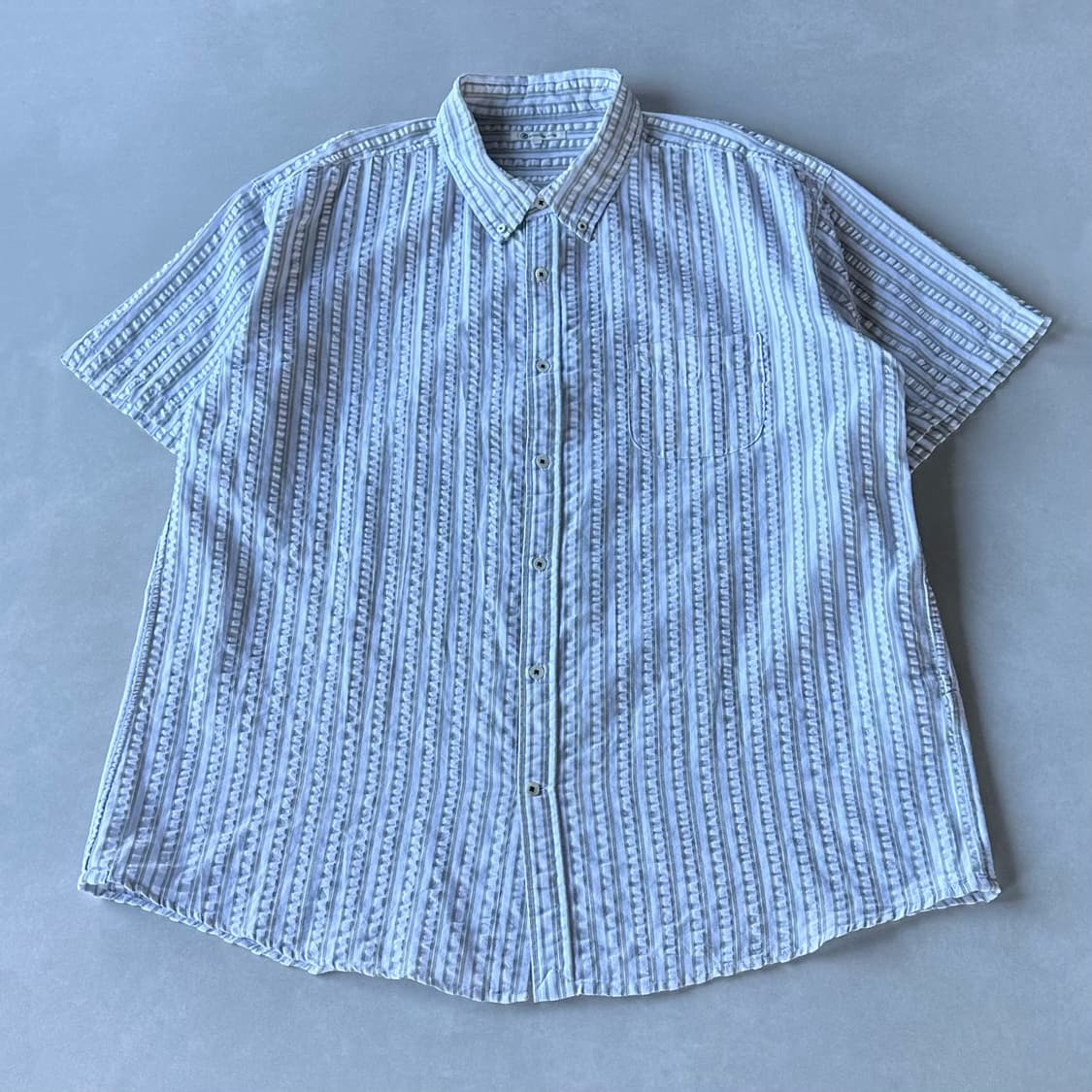 [2XL]JPN 스트라이프 시어서커 반팔 셔츠 상품이미지1