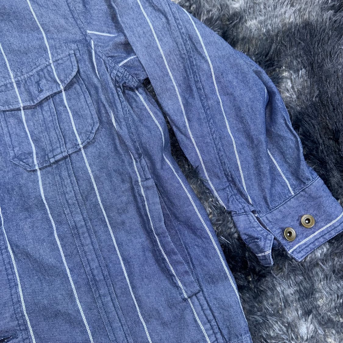 투티/0112 골든베어 스트라이프 데님 셔츠 청셔츠 워싱 상품이미지4