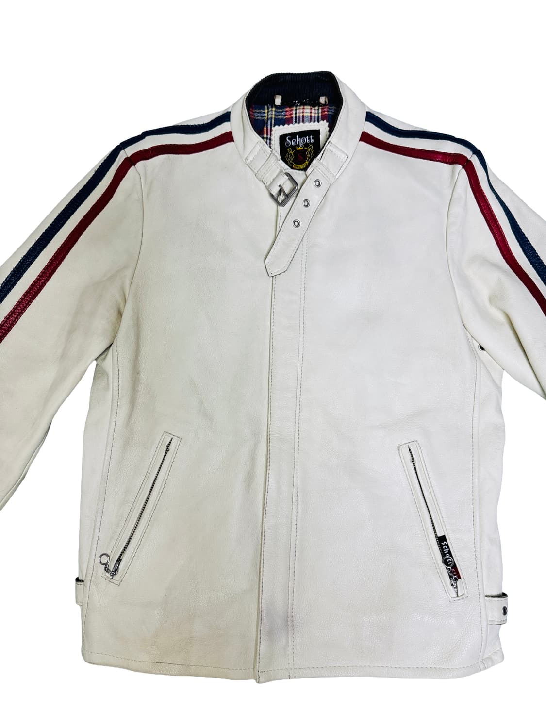 빈티지 90s 쇼트 Schott 화이트 라이더자켓 S 상품이미지2